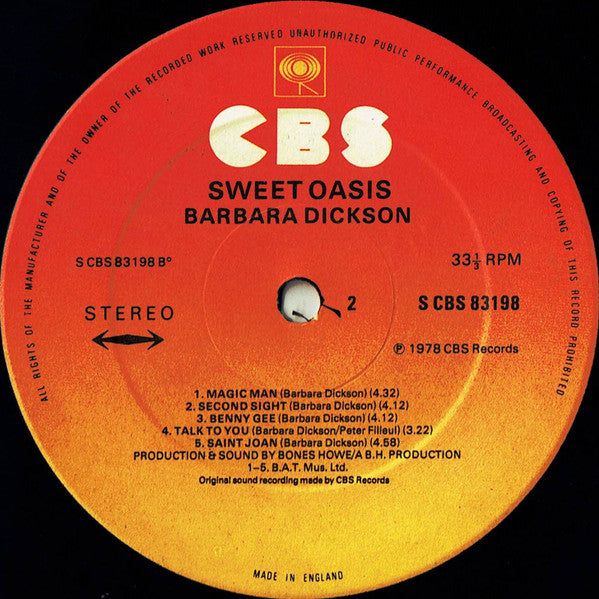 Barbara Dickson - Sweet Oasis | Near Mint (NM) Very Good Plus (VG+)-EmojiWear