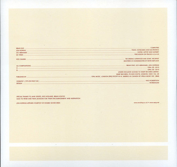 Brian Eno With Jon Hopkins & Leo Abrahams - Small Craft On A Milk Sea | Mint (M) Mint (M)-EmojiWear