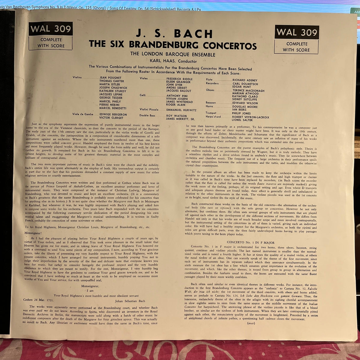 London Baroque Ensemble - The Six Brandenburg Concertos | Excellent (EX) Very Good Plus (VG+)-EmojiWear