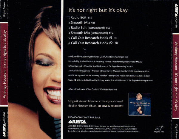 Whitney Houston - It's Not Right But It's Okay (CD) | Near Mint (NM) Excellent+ (EX+)-EmojiWear