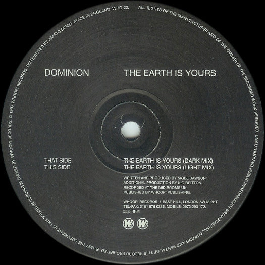 Dominion - The Earth Is Yours | Very Good Plus (VG+) Excellent (EX)-EmojiWear