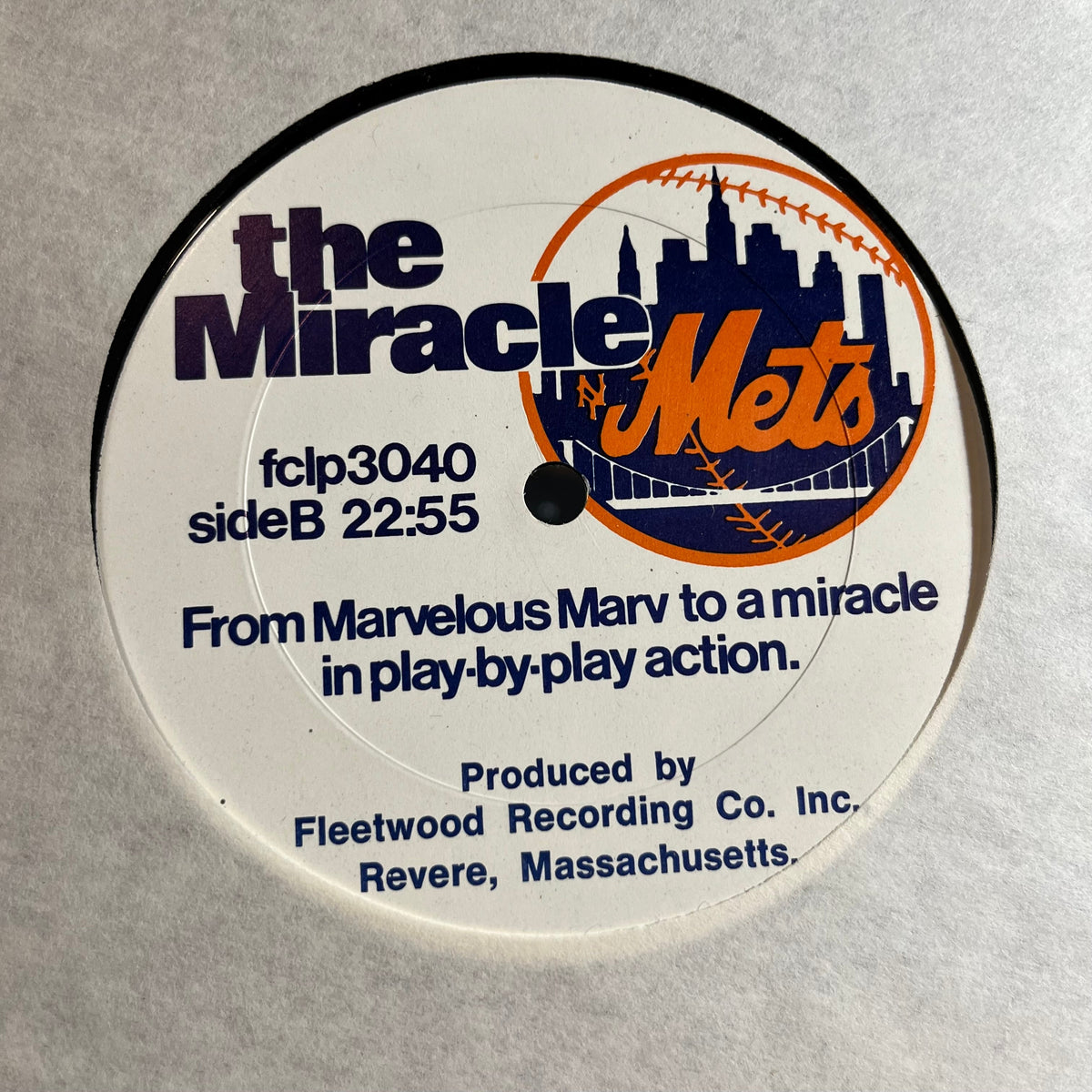 The New York Mets - The Miracle Mets - From Marvelous Marv To A Miracle In Play-By-Play Action (VINYL) | Near Mint- (NM-) Excellent (EX)-EmojiWear