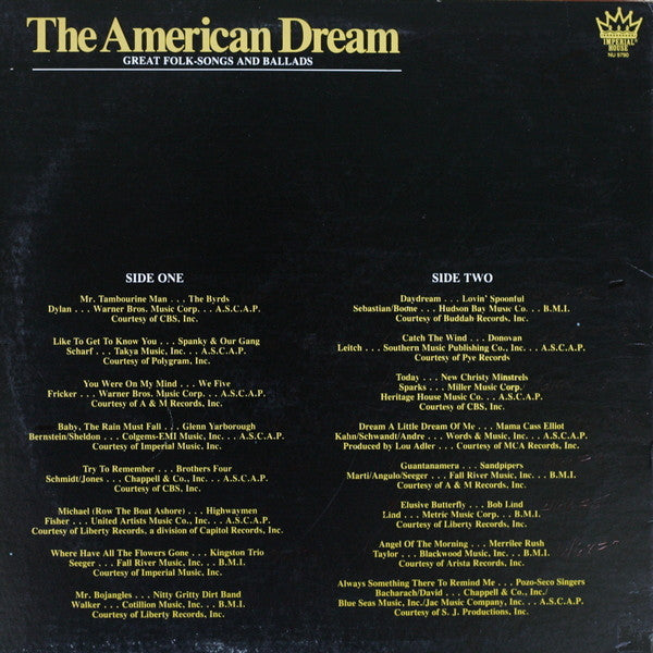 Various - The American Dream - Great Folk Songs And Ballads | Near Mint (NM) Very Good Plus (VG+)-EmojiWear
