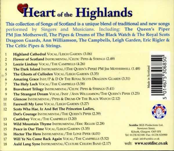 Various - Heart Of The Highlands (The Great Celtic Anthems Of Scotland) (CD) | Near Mint (NM) Excellent (EX)-EmojiWear